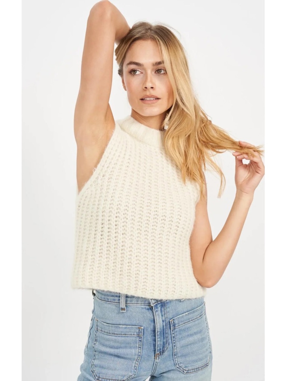Marea Sweater Vest-Ivory